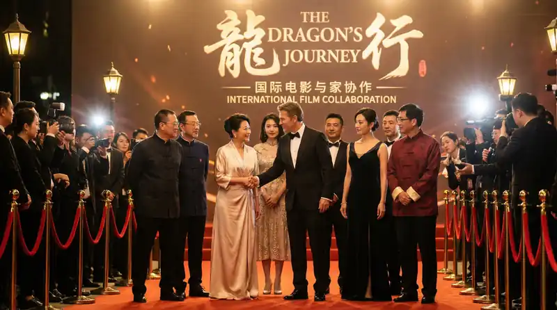 国产国际电影首映红毯活动，中外影星盛装出席合影留念